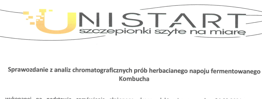 Fragment sprawozdania z analiz chromatograficznych napoju Kombucha